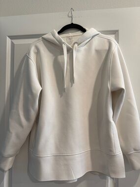CALIA Cream Oversized Hooded scuba side slit Sweatshirt sz s